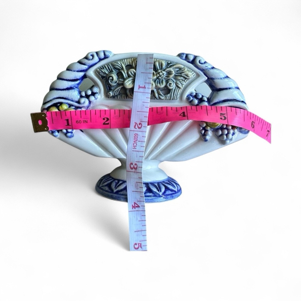 VTG Loreus Modèle Exclusif 6x4in French Ceramic Napkin Holder Handpainted Floral - Picture 5 of 8